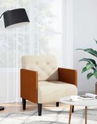 vidaXL Диван-фотьойл с подлакътници 55 см ленен