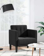 vidaXL Диван-фотьойл с подлакътници черен 53 см кадифе
