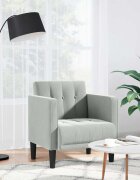 vidaXL Диван-фотьойл с подлакътници светлосив 53 см кадифе