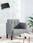 vidaXL Диван-фотьойл с подлакътници светлосив 53 см плат