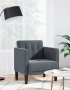 vidaXL Диван-фотьойл с подлакътници тъмносив 53 см кадифен