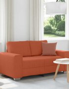 vidaXL Диван-канапе червено-оранжев 160x77x82 см кадифен плат