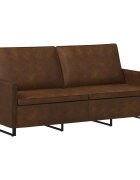 vidaXL Диван с 3 места Кафяво 190 x 81 x 82 см Изкуствен велур