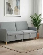 vidaXL Диван с storage Светлосиво 192 x 78 x 87 см Полиестер