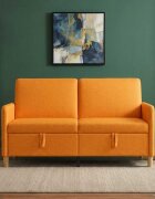 vidaXL Диван с storage Тъмен жълт 152 x 78 x 87 см Полиестер