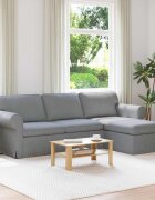 vidaXL Диван Светлосиво 245 x 138 x 80 см текстил