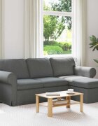 vidaXL Диван Тъмен сив 215 x 138 x 80 см текстил