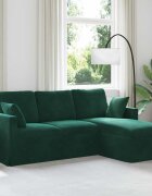 vidaXL Диван Тъмен зелен 198 x 134 x 80 см Кадифе