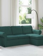 vidaXL Диван Тъмен зелен 215 x 138 x 80 см текстил