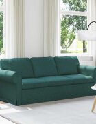 vidaXL Диван Тъмен зелен 215 x 82 x 80 см текстил