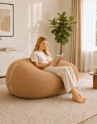 vidaXL Диван тип боб Бежово 158 x 124 x 89 см Шерпа