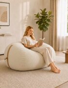 vidaXL Диван тип боб Кремаво 158 x 124 x 89 см Шерпа
