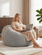 vidaXL Диван тип боб Светлосиво 158 x 124 x 89 см кордурой