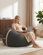 vidaXL Диван тип боб Тъмносиво 158 x 124 x 89 см Шерпа
