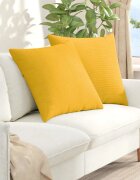 vidaXL Диван възглавници 2 pcs Светло жълто 60 x 60 cm Кордюрова тъкан