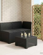vidaXL Диван за градина за 2 с възглавници изглеждащ от ратан ПП