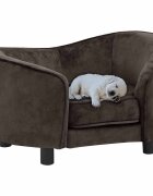 vidaXL Диван за кучета кафяв 69x49x40 см плюш