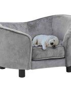 vidaXL Диван за кучета сив 69x49x40 см плюш