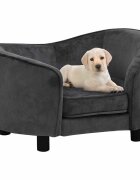 vidaXL Диван за кучета тъмносив 69x49x40 см плюш