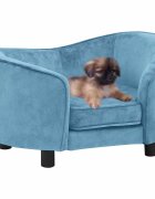 vidaXL Диван за кучета тюркоаз 69x49x40 см плюш