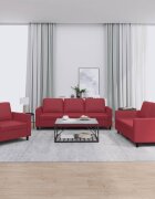 vidaXL Дивани 3 части с възглавници виненочервен изкуствена кожа
