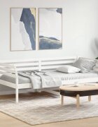 vidaXL Дневно легло без матрак Бяло 100x200 cm Масивна дървесина Бор