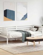 vidaXL Дневно легло без матрак бяло 75x190 cm масивна дървесина бор