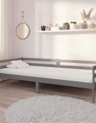 vidaXL Дневно легло без матрак сив борово дърво масив 90x200 см