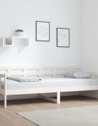 vidaXL Дневно легло бяло борово дърво масив 80x200 см