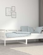 vidaXL Дневно легло бяло борово дърво масив 80x200 см