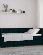 vidaXL Дневно легло черно борово дърво масив 90x200 см