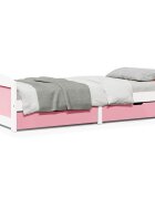 vidaXL Дневно легло с 2 чекмеджета без матрак Бяло&Розово 90x200 cm