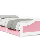 vidaXL Дневно легло с 2 чекмеджета без матрак Бяло&Розово 90x200 cm