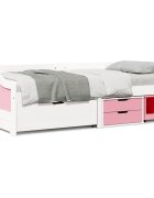 vidaXL Дневно легло с 3 чекмеджета без матрак Бяло&Розово 90x200 cm