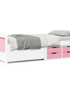 vidaXL Дневно легло с 5 чекмеджета без матрак Бяло&Розово 90x200 cm