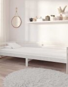 vidaXL Дневно легло с матрак 90x200 см бяло борово дърво масив