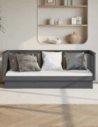 vidaXL Дневно легло сиво 75x190 см борово дърво масив