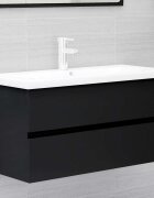 vidaXL Долен шкаф за мивка черен 90x385x45 см инженерно дърво