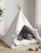 vidaXL Домашен тенти за животни с възглавница Бяло 60 x 60 x 70 cm