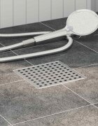 vidaXL Дренаж за душ с точки Сребрист 15 x 15 см