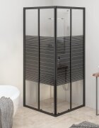 vidaXL Душ кабина на ивици ESG 80x80x180 см черна