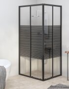 vidaXL Душ кабина на ивици ESG 90x70x180 см черна