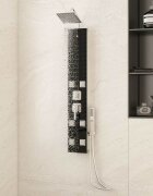 vidaXL Душ панел стъклен 18x455x130 см черен