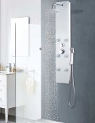 vidaXL Душ панел стъклен 25x446x130 см бял