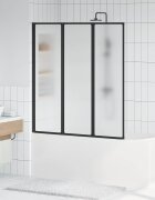 vidaXL Душ параван Черен 132 x 2 x 140 см Алуминий и PP