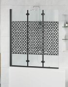 vidaXL Душова обшивка Черен и прозрачен 130 x 130 cm закалено стъкло
