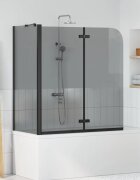 vidaXL Душова обшивка Черно 120 x 68 x 130 см ESG стъкло и алуминий
