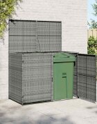 vidaXL Двоен навес за кофа за смет полиратан антрацит 148x77x111 cм