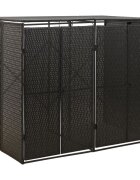 vidaXL Двоен навес за кошове за боклук черен 140x80x117 см полиратан