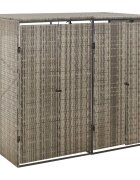 vidaXL Двоен навес за кошове за боклук сив 140x80x117 см полиратан
